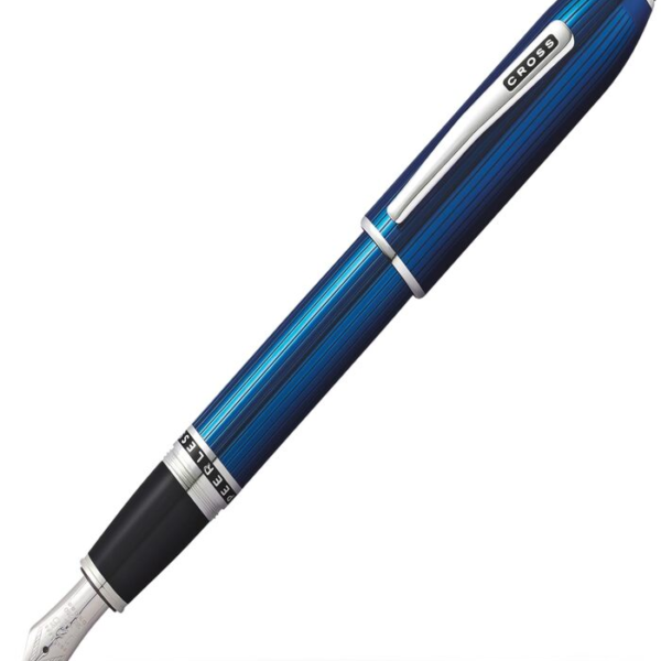 Cross Peerless Translucent Quartz Blue Engraved Lacquer w 23K Platinum Plated Appts Fountain Pen Item# AT0706-14 (Fine Nib)