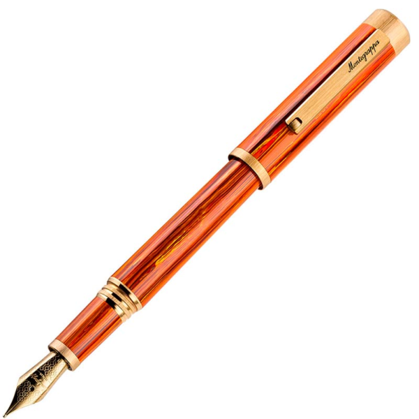 Montegrappa ISZEZ54Y_O2 Zero Zodiac Leo Yellow Gold IP Steel Fountain Pen 14K Gold Broad Nib