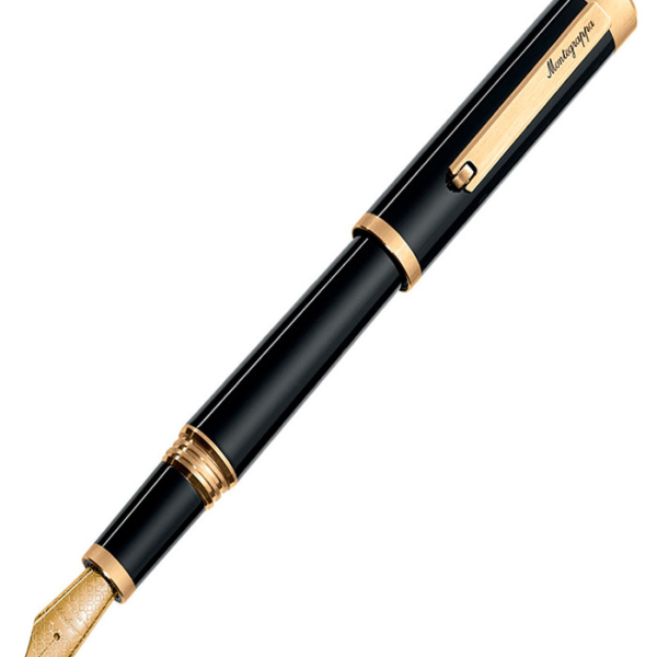Montegrappa ISZEI3IY Zero Black Yellow Gold IP Fountain Pen Medium Nib