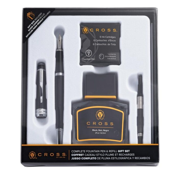 Cross Bailey Black Lacquer Fountain Pen (Ink/Cartridges/Converter) Gift Sets Item# AT0456-7MS/5