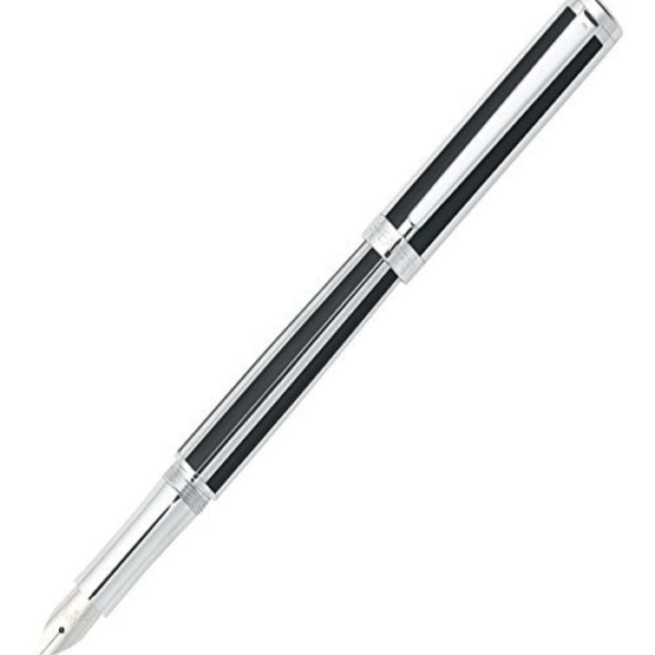 Sheaffer Intensity 9233 Sheaffer Intensity Jet Black Striped Chrome Plate Trim Fountain Pen
