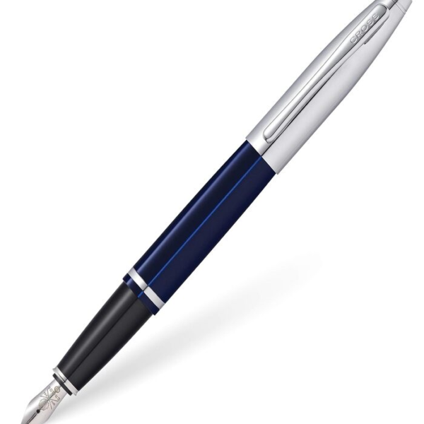 Cross Calais Chrome Blue Lacquer Fountain Pen Item# AT0116-3