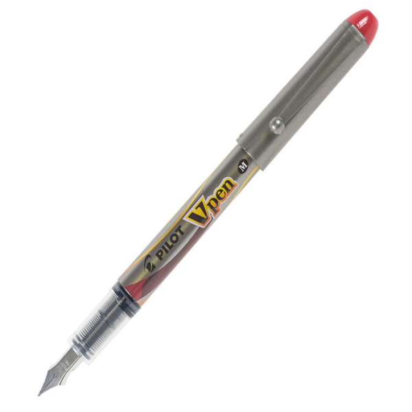Pilot V-Pen Disposable Red Fountain Pen (Pack of 12 Pcs)