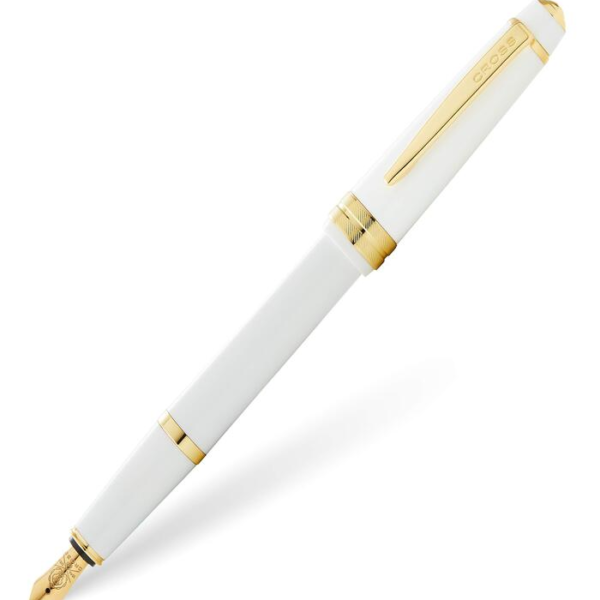 Cross Bailey Light Polished White Resin w/Gold Plated Trim Fountain Pen Item# AT0746-10