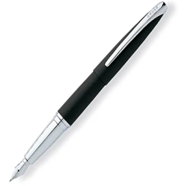 Cross ATX Basalt Black Fountain Pen with Chrome-Plated Appointments and Stainless Steel Nib Item# 886-3