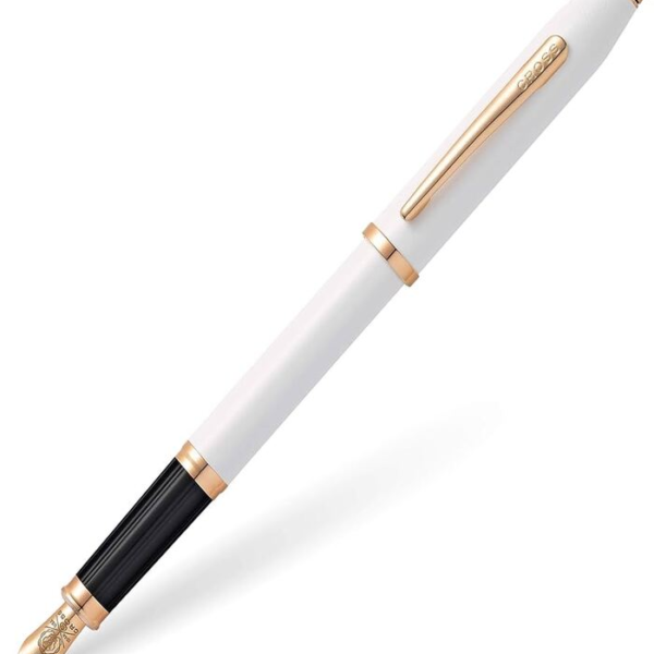 Cross Century II Pearlescent White Lacquer Fountain Pen with Rose-Gold Tone Appointments Item# AT0086-113